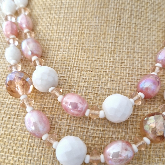 W Germany Chic Pink and Cream Multi-Strand Necklace - Picture 2 of 13